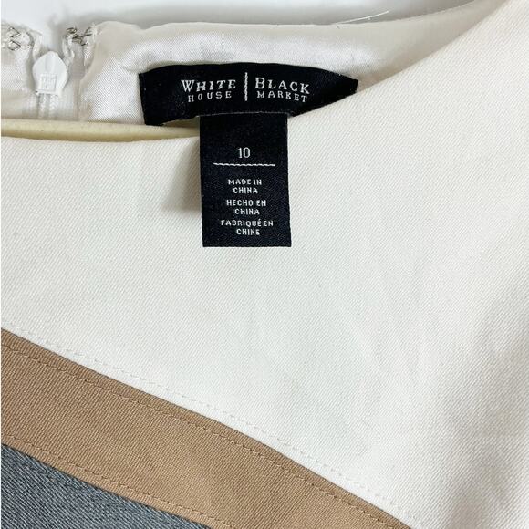 White House Black Market WHBM Womens Sheath Dress Diagonal Stripe Sleeveless 10 - Picture 3 of 7